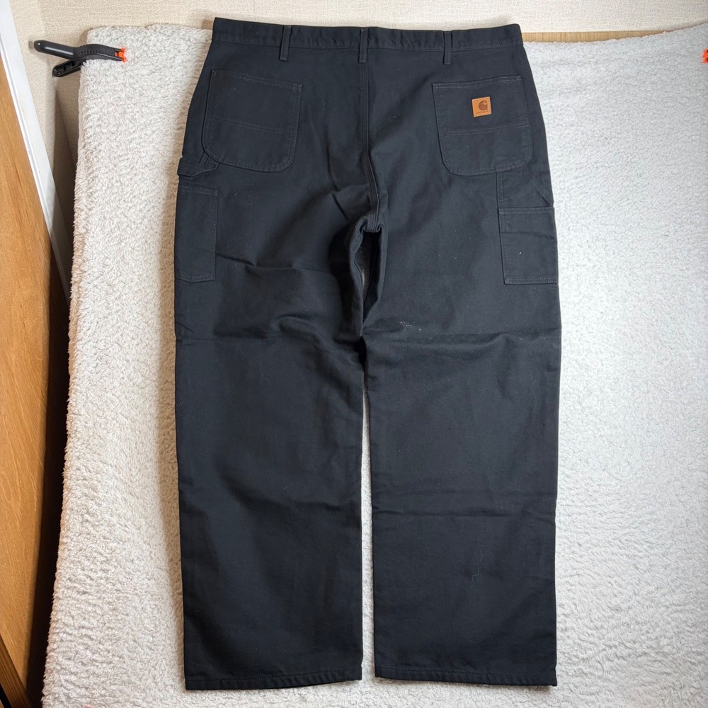 Carhartt B111 BLK Flannel Lined Loose Fit Carpenter Pants Black 46x32 (44x32)